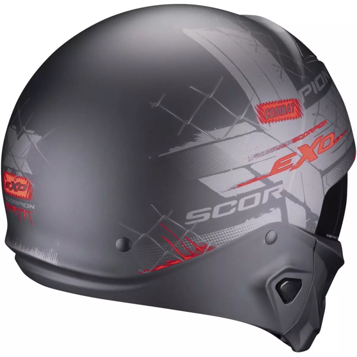 Casque Scorpion Exo Combat II Xenon Noir Mat Rouge - Casque Transformable