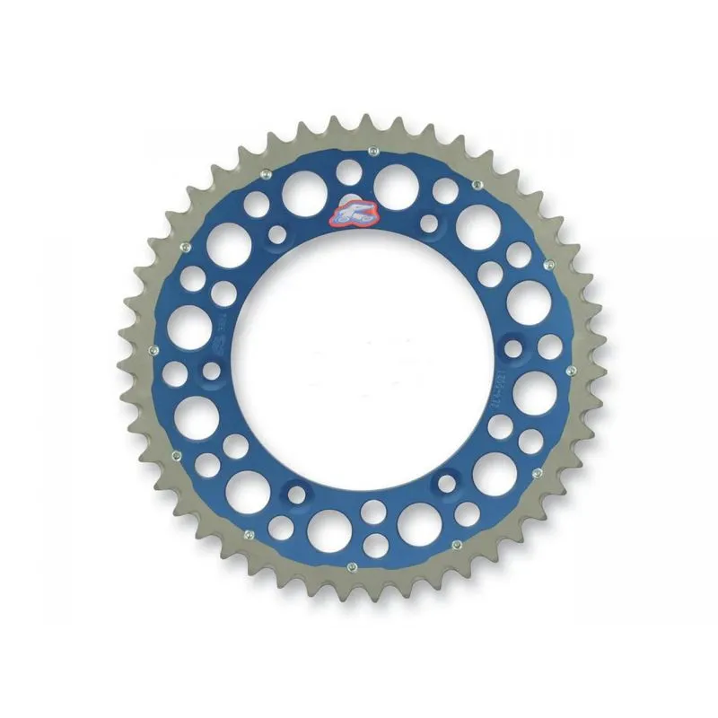 Couronne RENTHAL Twinring 48 dents Ultra-light anti-boue anodisé dur pas 520 type 1500 bleu Yamaha