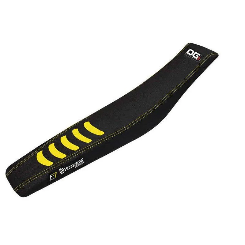 Housse de selle BLACKBIRD Double Grip 3 noir/jaune Husqvarna - piecemotoquad.fr