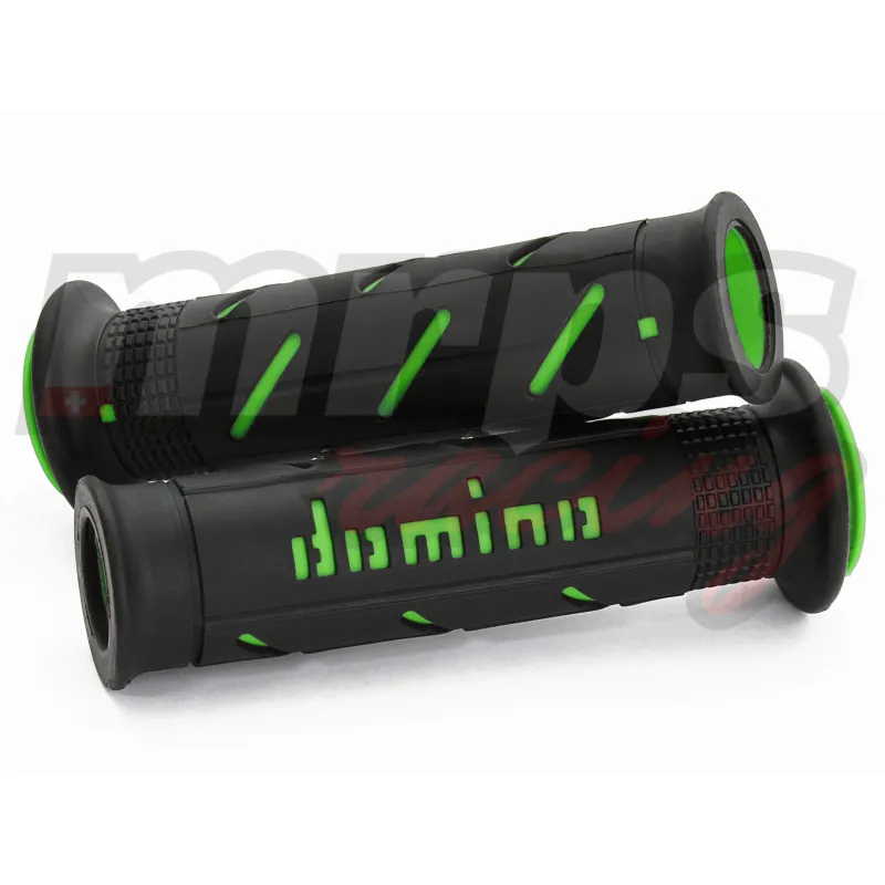 Revêtements de poignées Domino A250 Black/Green Road-Racing Grips