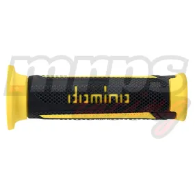 Revêtements de poignées Domino A350 Anthracite/Yellow Touring Grips