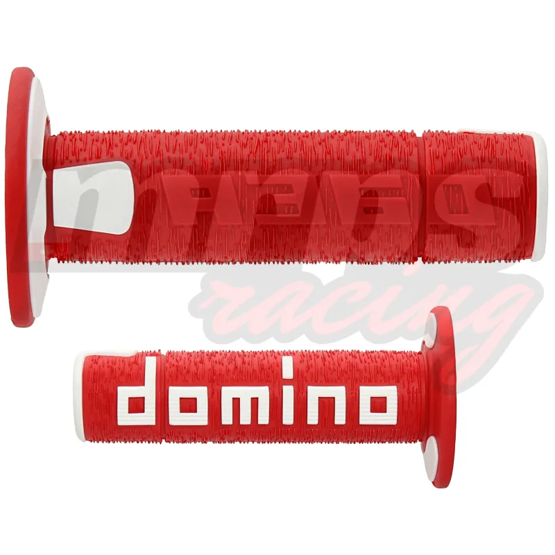 Revêtements de poignées Domino A360 Red/White Off-Road Grips