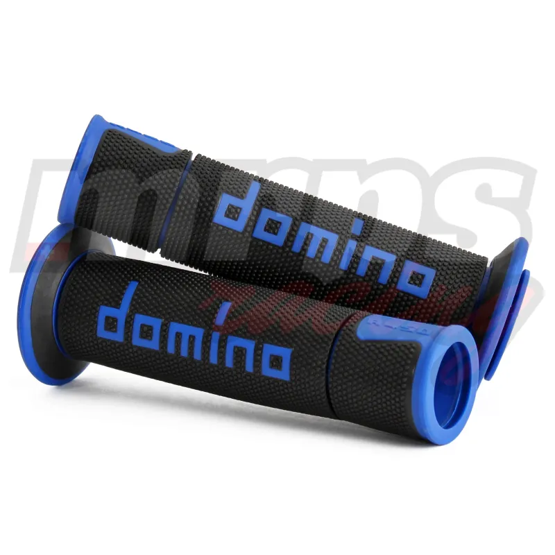 Revêtements de poignées Domino A450 Black/Blue Road-Racing Grips