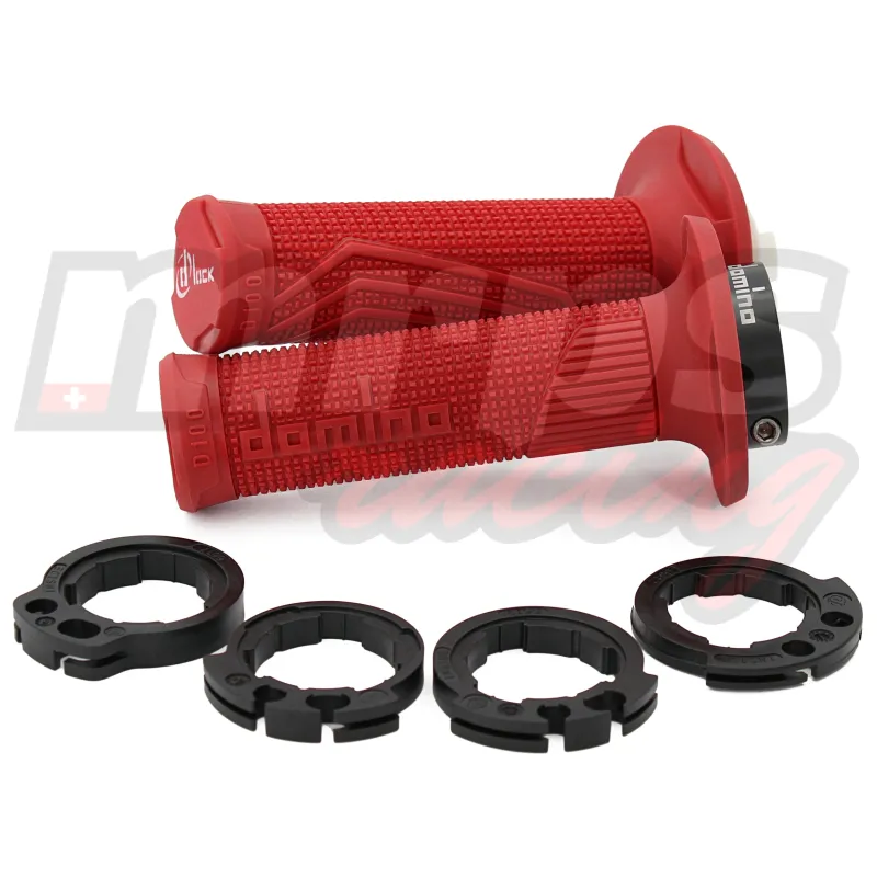Revêtements de poignées Domino D100 D-Lock Red Lock On Grips (avec poulies)