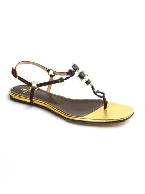 Sandales Bianca en suede bourbon et scorpion doré