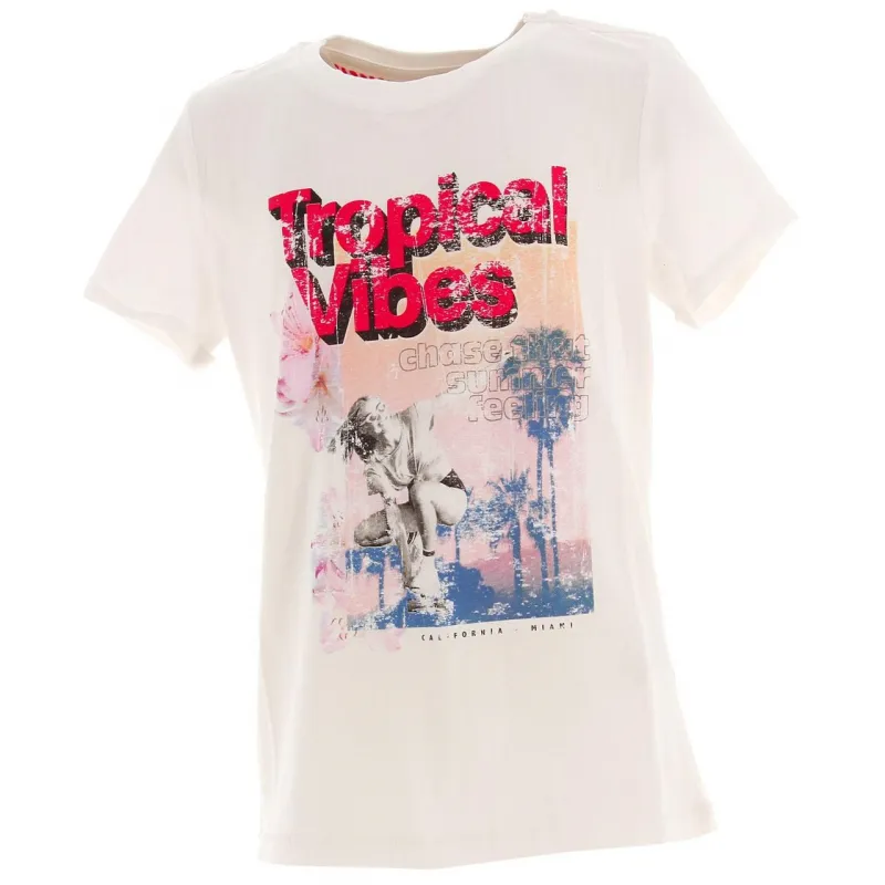 T-shirt logo icon noir et rose fille - Guess | wimod